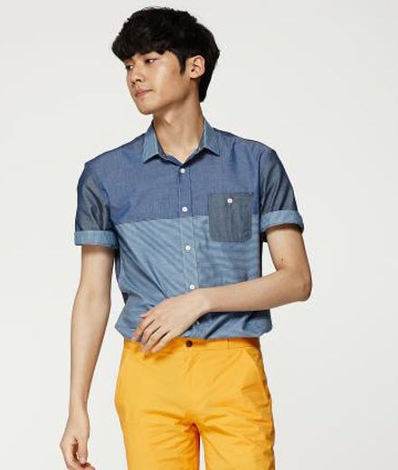 Sơ mi denim xanh