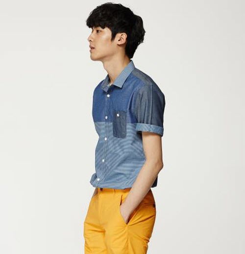 Sơ mi denim xanh