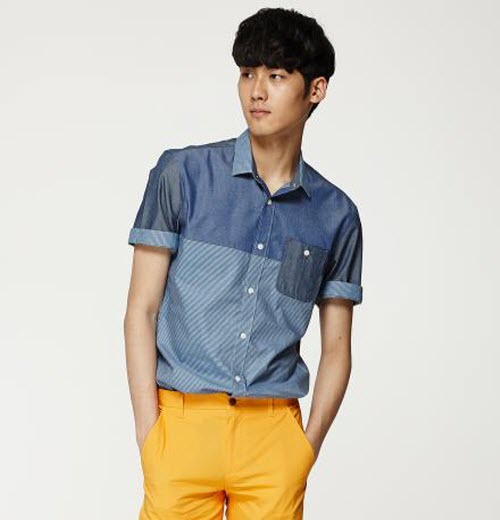 Sơ mi denim xanh
