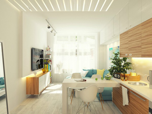 Thiết kế nội thất nhà 29m2 nhỏ bé với gam màu tươi sáng